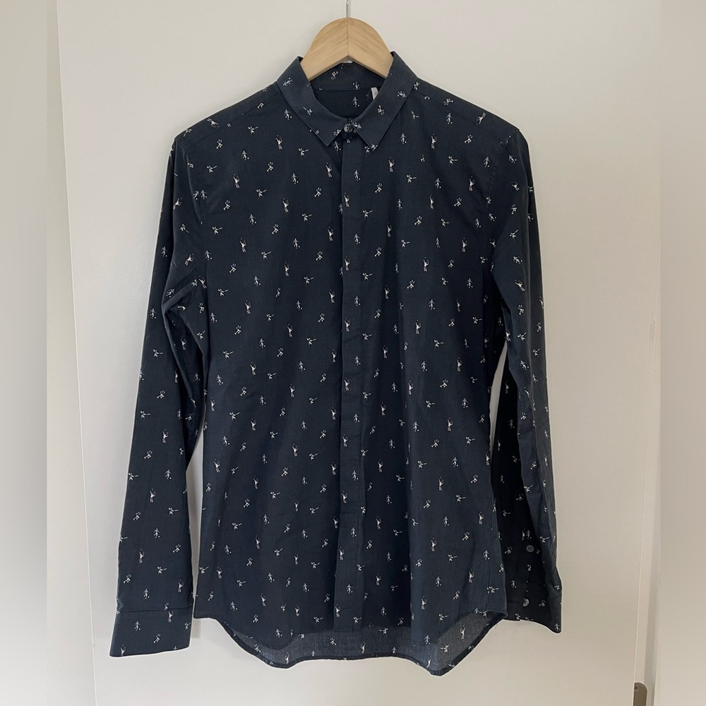 PS Paul Smith Navy Athlete Print Button-Down Shirt